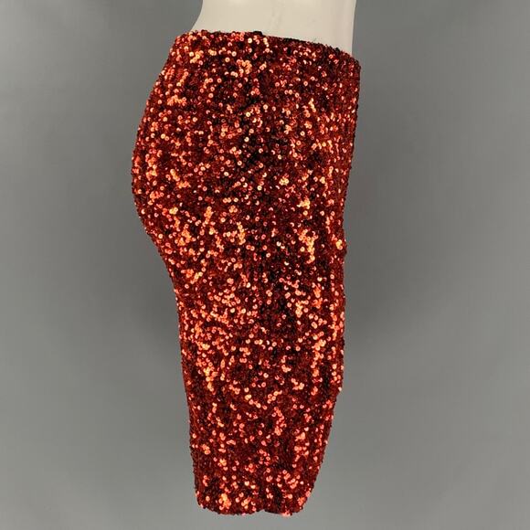 RETROFETE Size S Orange Sequined Shorts - Picture 3 of 5